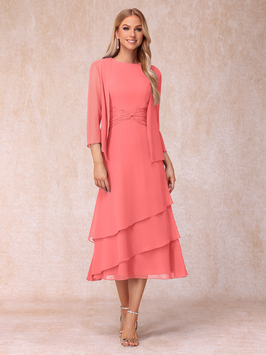 Blyss Coral back view wedding guest dress