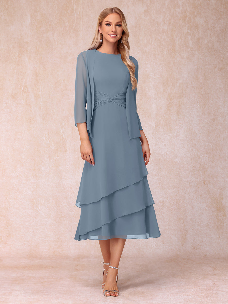Odette dusty blue alternate front view 3 mother of the bride dress