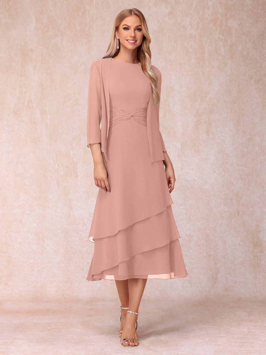 Odette dusty rose front view mother of the bride dress