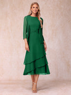 Odette emerald front view mother of the bride dress
