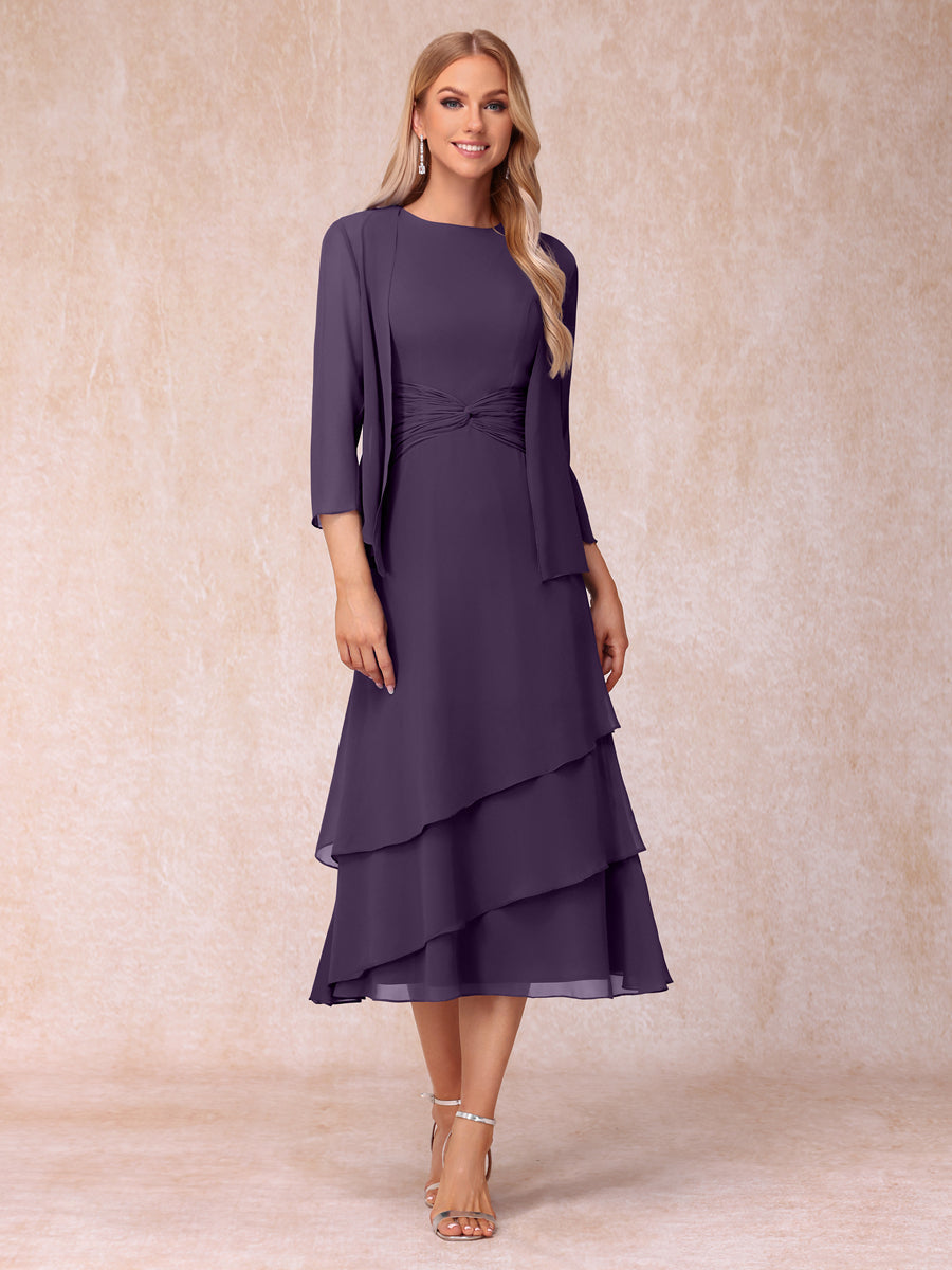 Odette grape front view mother of the bride dress