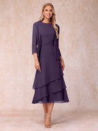 Blyss Grape front view wedding guest dress