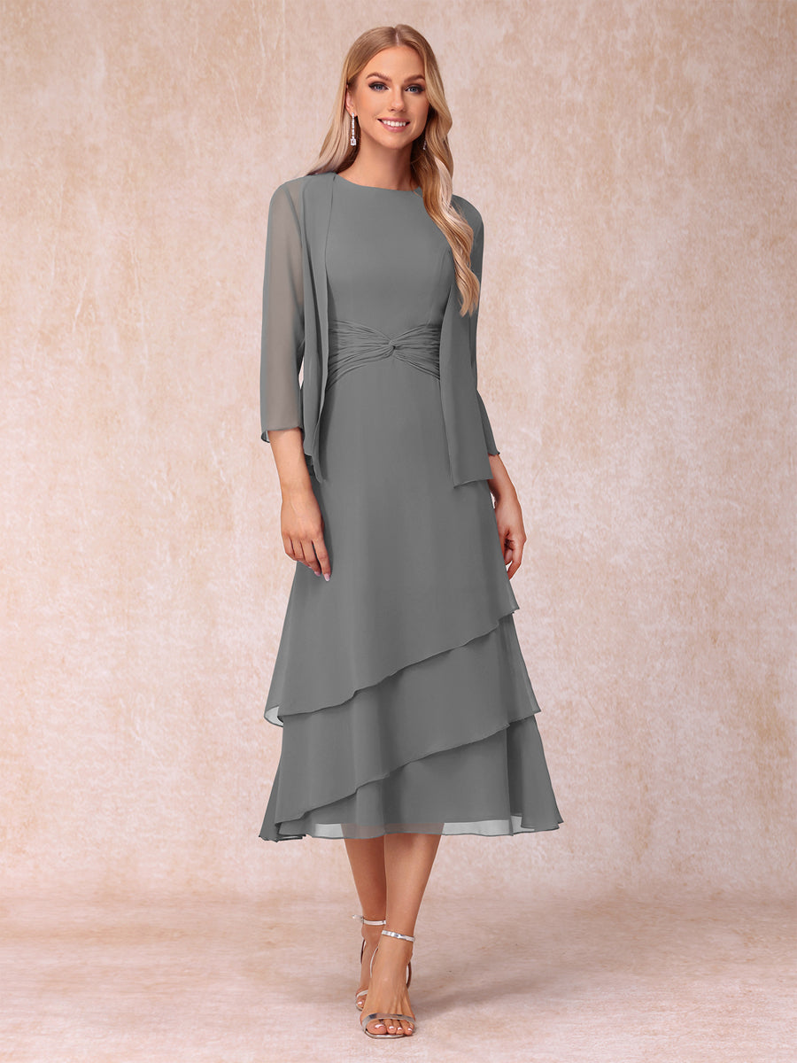 Odette grey front view mother of the bride dress