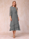 Blyss Grey front view wedding guest dress