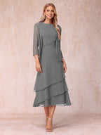Blyss Grey front view wedding guest dress