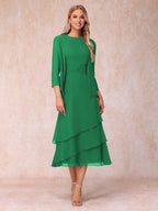 Odette forest green front view mother of the bride dress