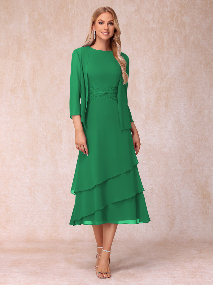 Odette forest green front view mother of the bride dress