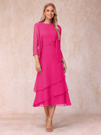Blyss Hot Pink front view wedding guest dress