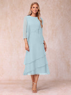Odette sky blue front view mother of the bride dress