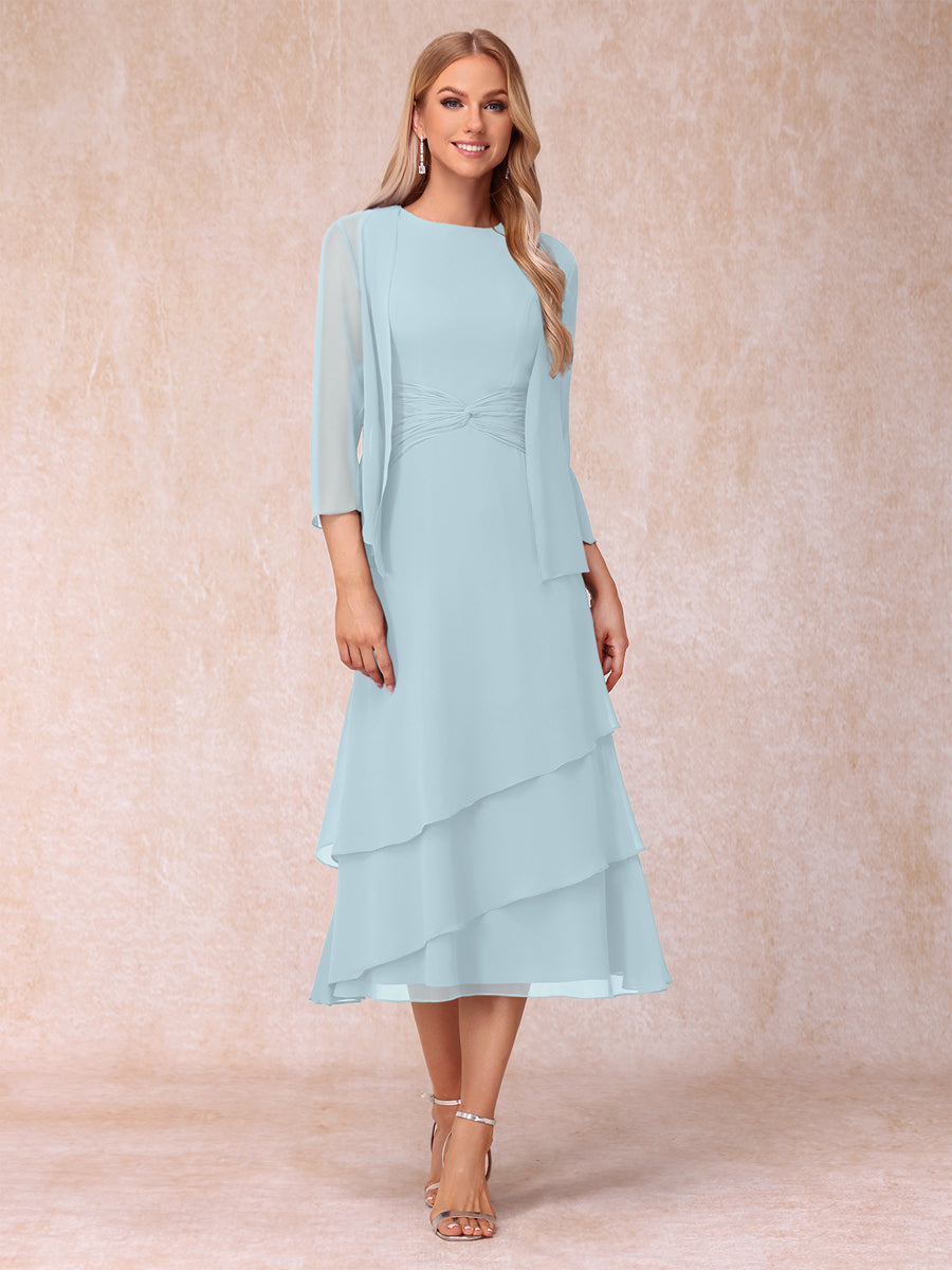 Blyss Sky Blue front view wedding guest dress
