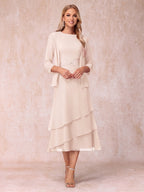 Odette champagne front view mother of the bride dress
