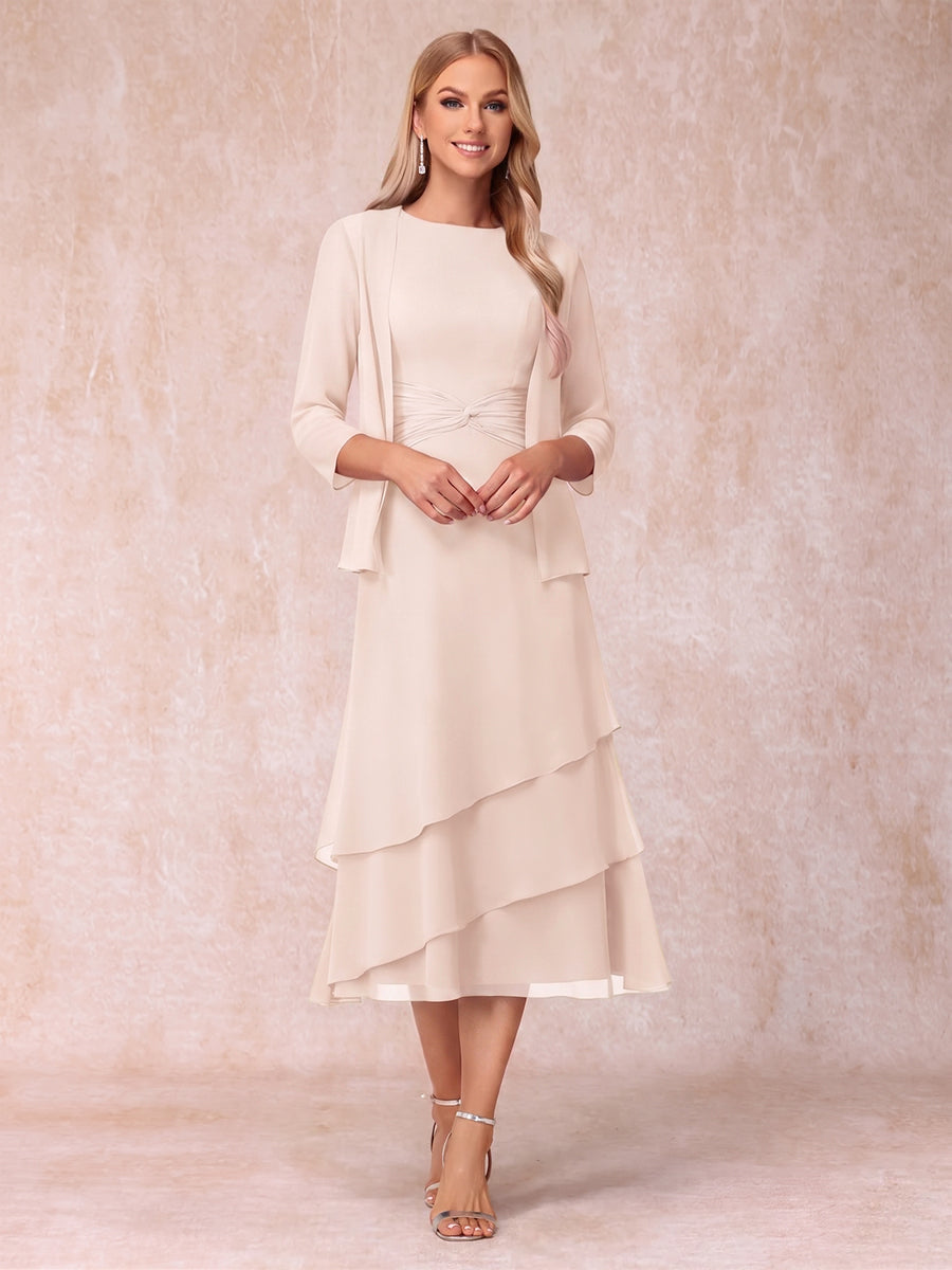 Blyss Champagne front view wedding guest dress