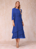 Odette royal blue front view mother of the bride dress