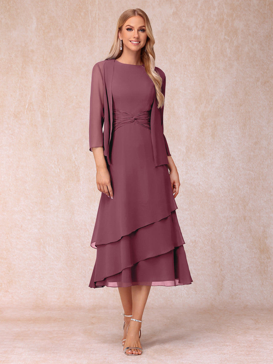 Odette plum front view mother of the bride dress