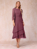 Blyss Plum front view wedding guest dress