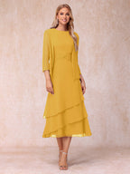 Blyss Gold front view wedding guest dress