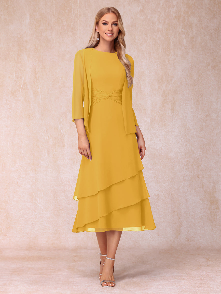 Blyss Gold front view wedding guest dress