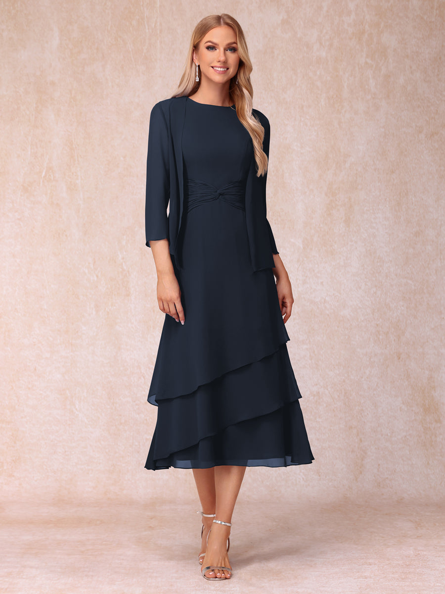 Blyss Navy Blue front view wedding guest dress