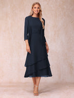 Blyss Navy Blue front view wedding guest dress