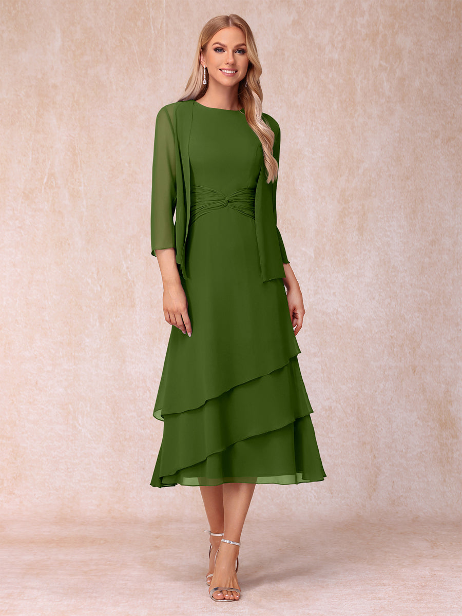 Odette olive green front view mother of the bride dress