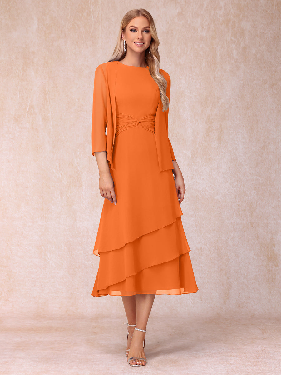Odette orange front view mother of the bride dress
