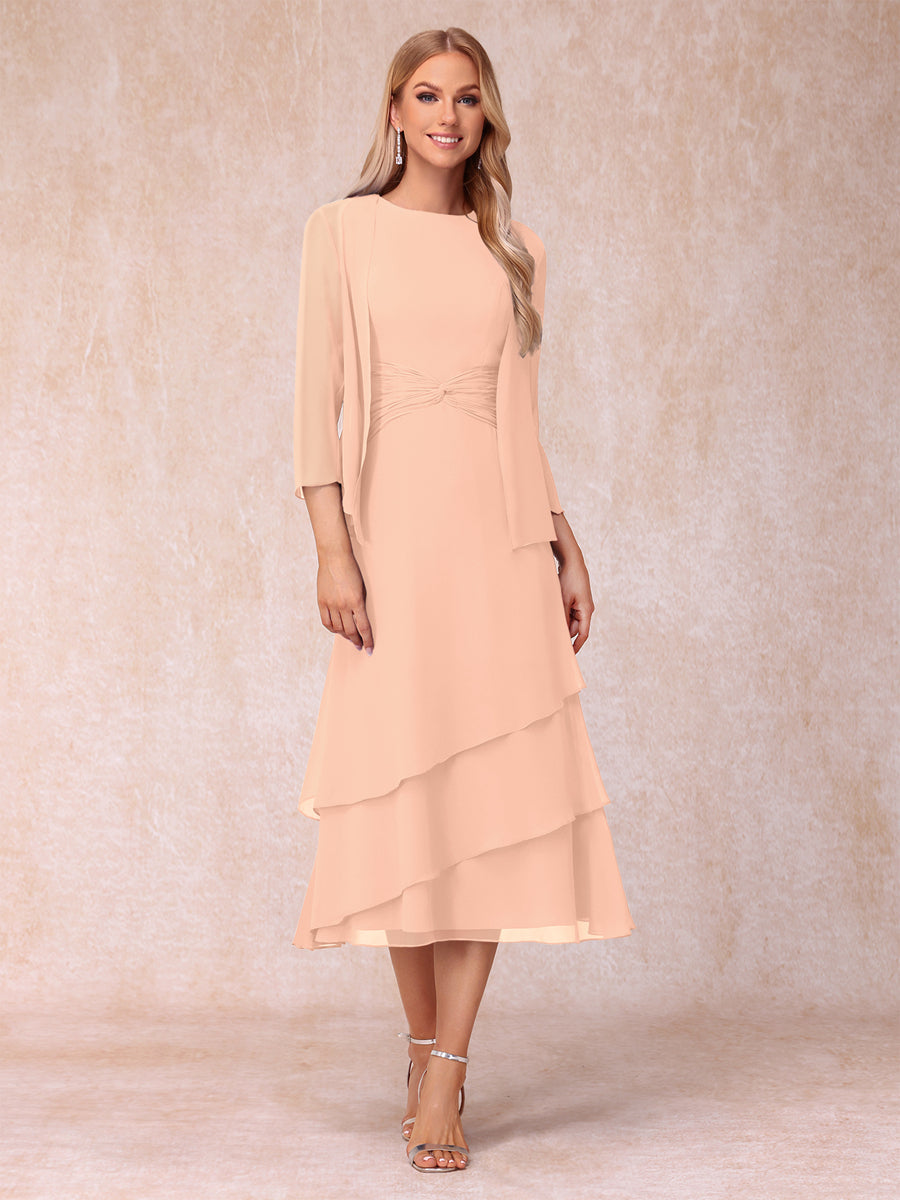 Odette peach front view mother of the bride dress