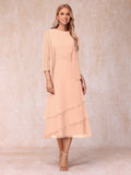 Blyss Peach front view wedding guest dress