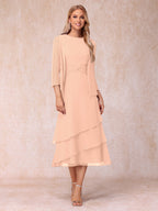 Blyss Peach front view wedding guest dress