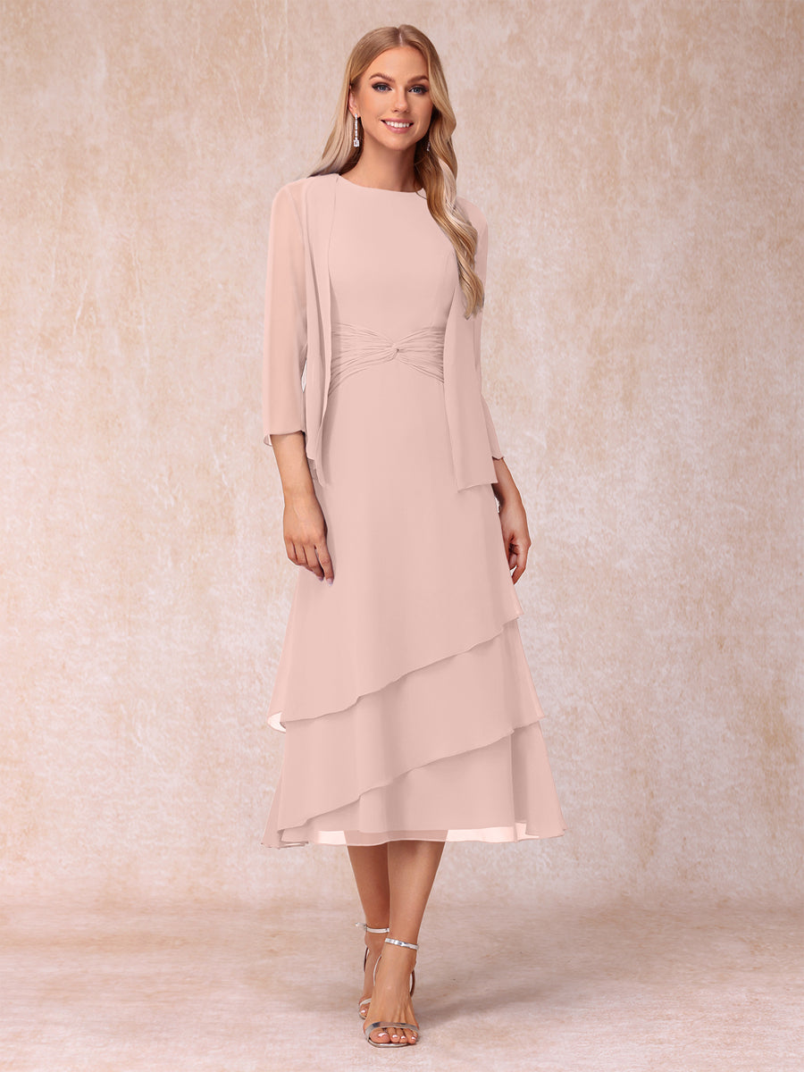 Odette pearl pink front view mother of the bride dress