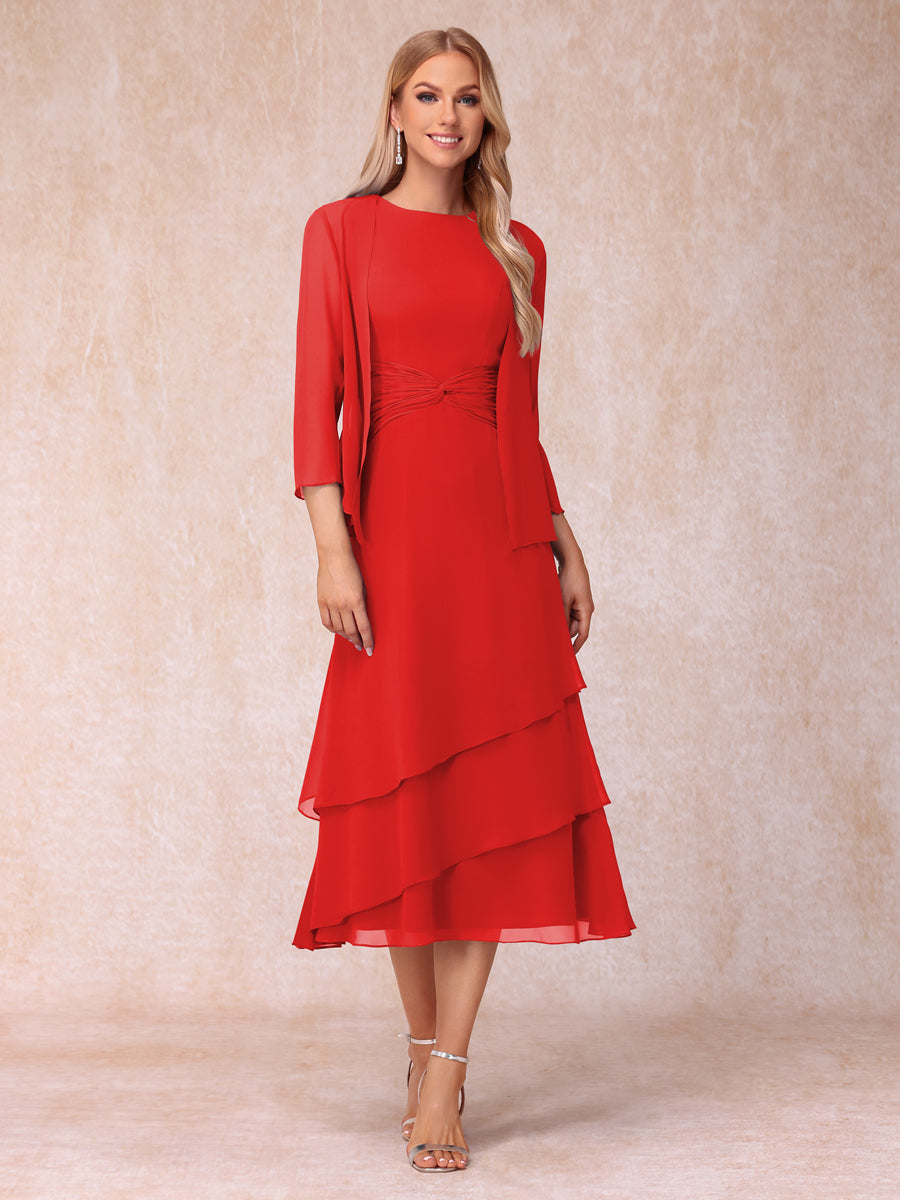 Odette red front view mother of the bride dress