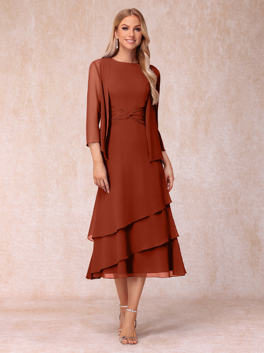 Blyss Rust front view wedding guest dress