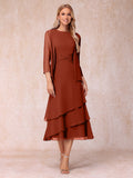 Blyss Rust front view wedding guest dress