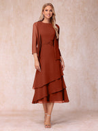 Blyss Rust front view wedding guest dress