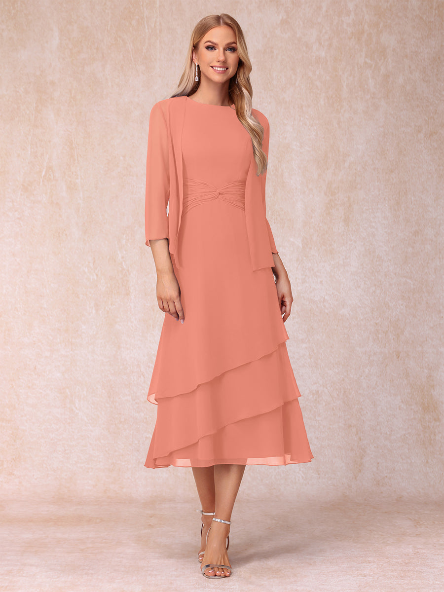 Odette coral front view mother of the bride dress