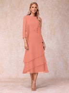 Odette coral front view mother of the bride dress