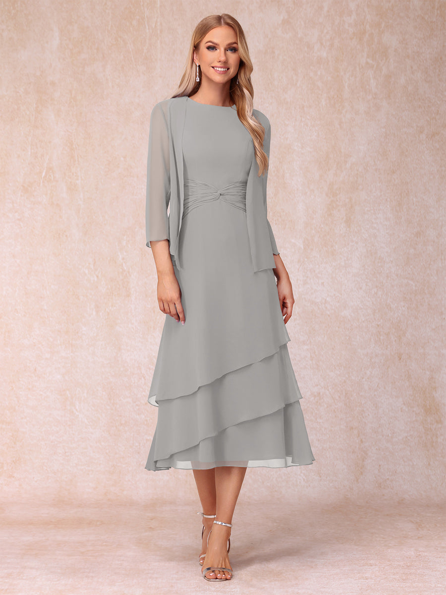 Odette silver front view mother of the bride dress