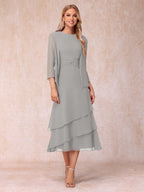 Blyss Silver front view wedding guest dress