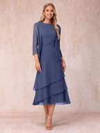 Odette dusty blue alternate front view 2 mother of the bride dress