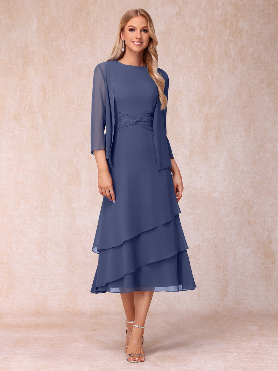 Odette dusty blue alternate front view 2 mother of the bride dress