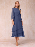 Blyss Dusty Blue front view wedding guest dress
