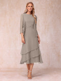Blyss Taupe front view wedding guest dress