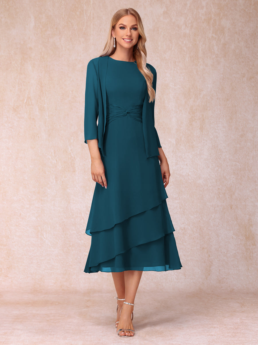 Blyss Teal front view wedding guest dress