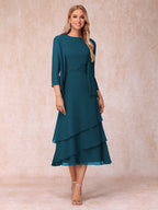 Blyss Teal front view wedding guest dress