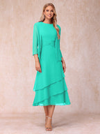 Odette turquoise front view mother of the bride dress
