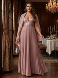Quinn Claire Dusty Rose front view mother of the bride dress