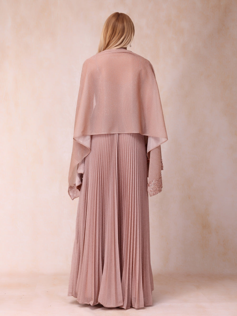Quinn Claire Dusty Rose back view mother of the bride dress
