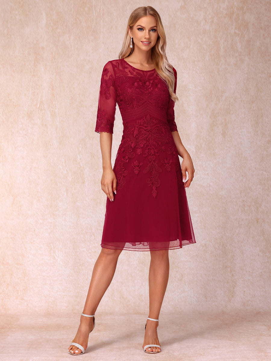 Ilaria Moon Red fabric detail wedding guest dress
