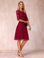 Ilaria Moon Red hem detail wedding guest dress