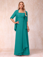 Lucienne pool blue front view mother of the bride dress
