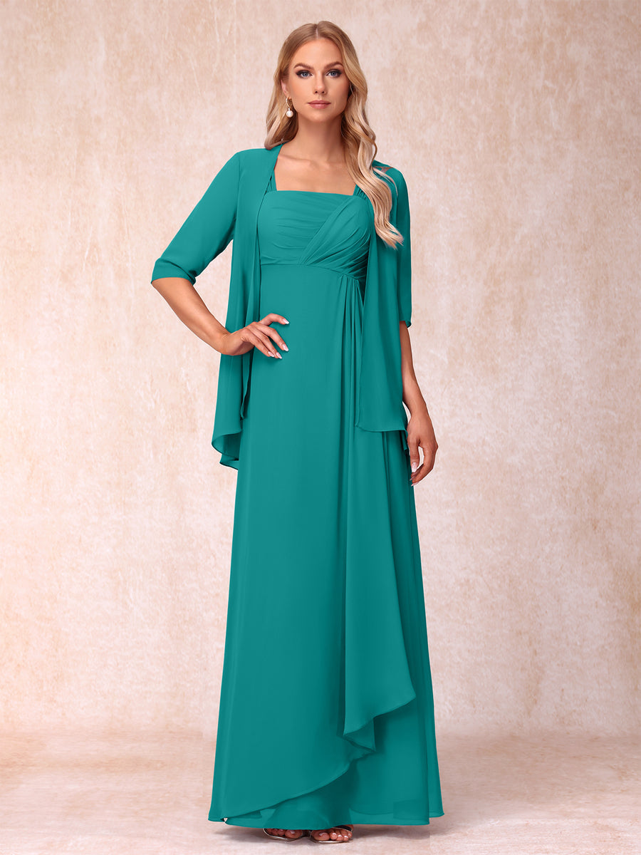 Lucienne pool blue front view mother of the bride dress